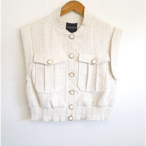 CHRISTIAN LACROIX Bouclé Tweed Crop Vest Sleeveless Jacket Intermix S NWT $395